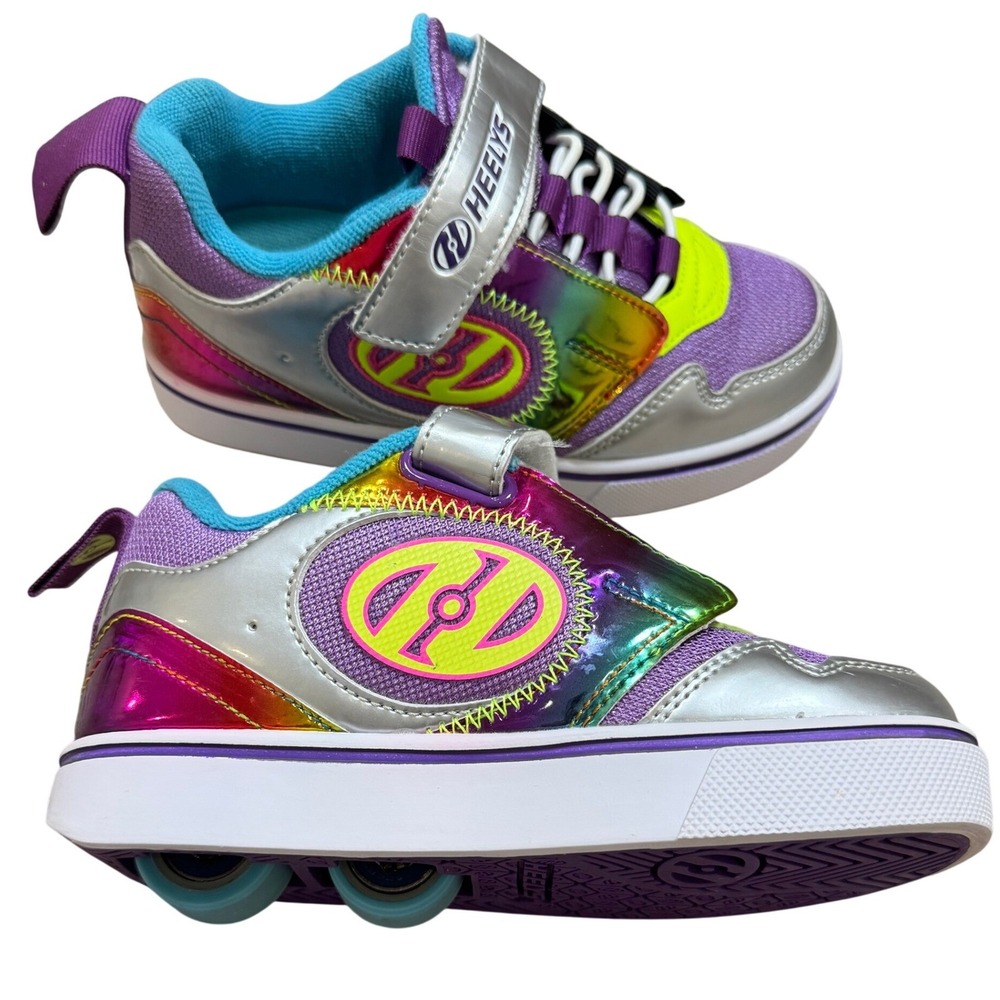 Heelys Rock X2 Multi Color Iridescent Dual Wheel Skate Shoes Youth 12C HE100851